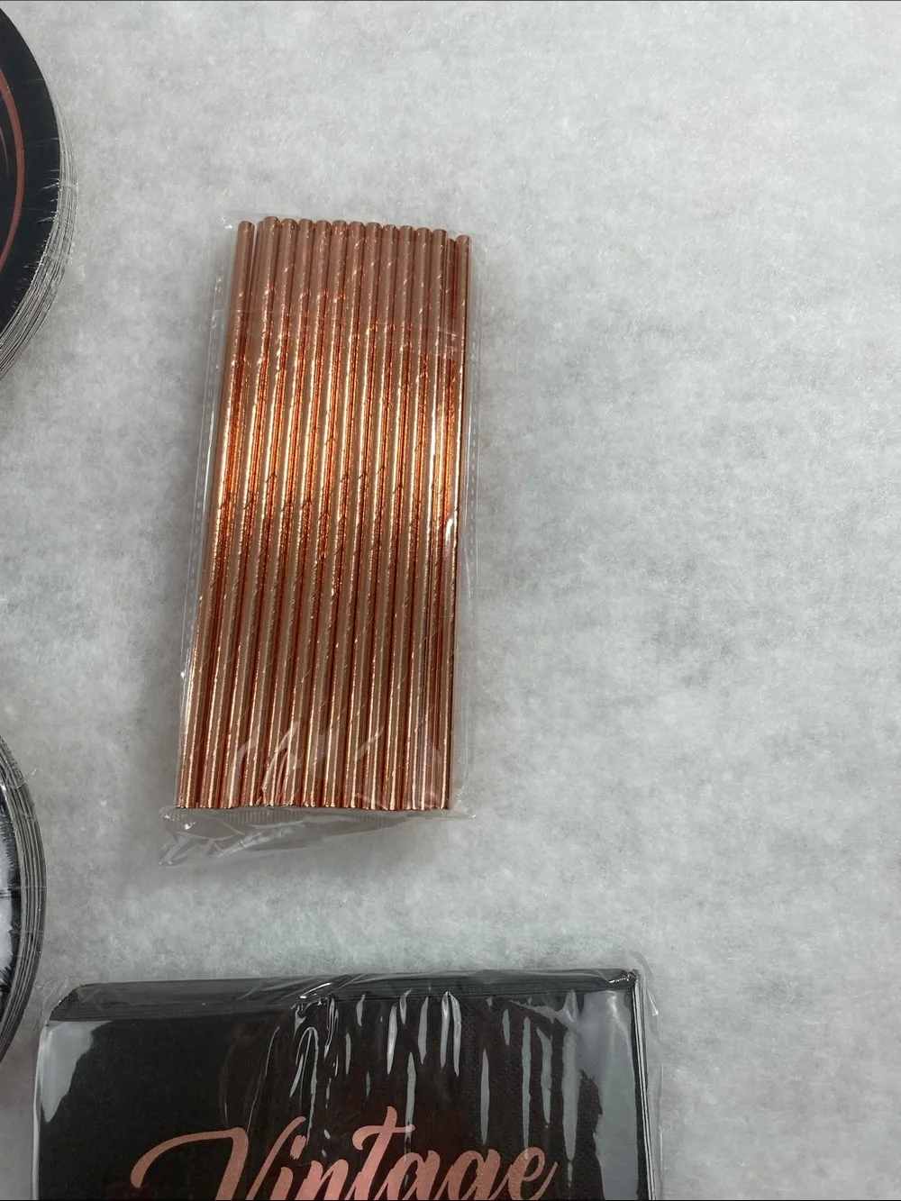 Vintage 1973 Party Set - Black & Rose Gold 50 years party supplies plates cups